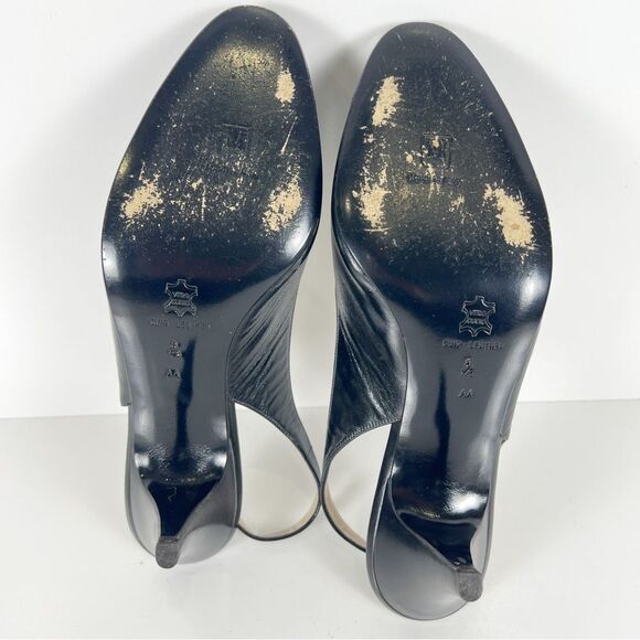 Vintage Bruno Magli Patchwork Leather Slingback Heels Peep Toe Buckle 8.5 AA - Picture 13 of 13